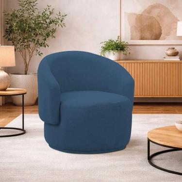 Imagem de Poltrona Decorativa Sala de Estar Recepção Jasmine Suede Azul Marinho