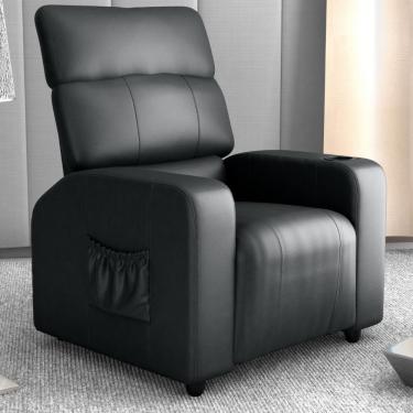 Imagem de Poltrona Reclinável Pilos Para Descanso Veludo Preto Mais de Casa