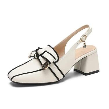 Imagem de Sapatos Femininos De Couro Envernizado Com Bico Quadrado Para Primaver