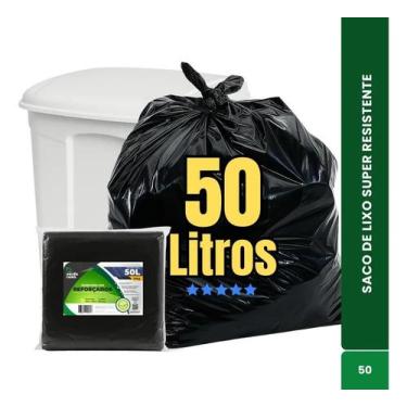 Imagem de Saco De Lixo 50 Litros Reforçado Resistente 50l Cor Preto 50 - Congrat
