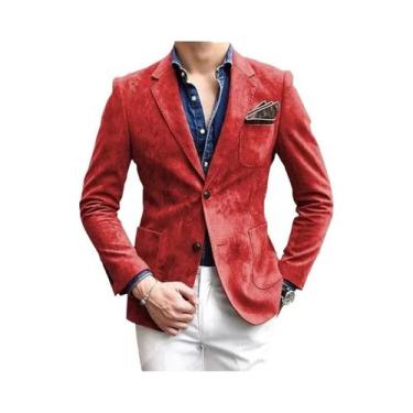 Imagem de Jaqueta Masculina De Camurça De Botão Único, Fina E Casual Para Primav