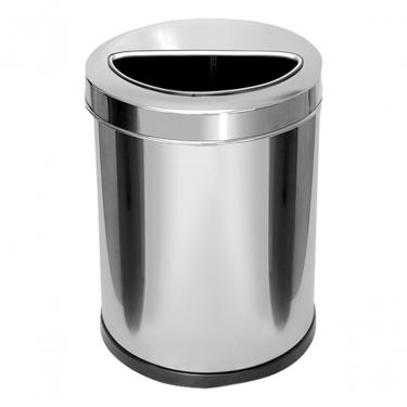 Imagem de Lixeira Aro Meia Lua 13 e 5L Aço Inox Abertura Superior com Fundo Plástico Inox Higipack