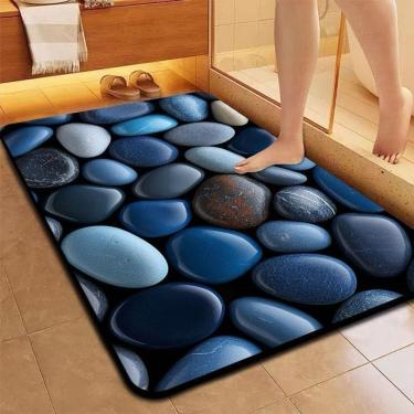 Imagem de Tapete 3d Ped em Microfibra 38x58x0.4cm 1 Peça Cinza para Banheiro e Porta de Entrada A...
