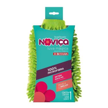 Imagem de Luva de Limpeza Luva Mágica Tira Pó de Microfibra Noviça 100% Microfibra com Lavagem em Máquina para Lavanderia Verde