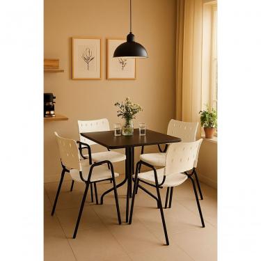 Imagem de Jogo de Mesa Moema com Cadeiras Iso 4 Lugares Tampo em MDF para Sorveterias e Bares Pre...
