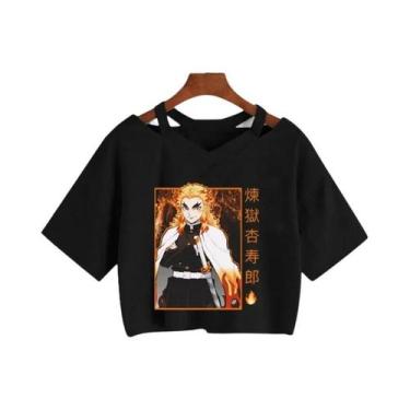 Imagem de Camiseta Feminina Demon Slayer Nezuko Kimetsu No Yaiba Crop Top Tanjir