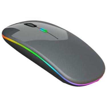 Imagem de Mouse Sem Fio Wireless Recarregável RGB Gamer 1600dpi Cinza - PONTO DO
