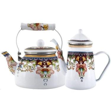 Imagem de Kit Chaleira 2,5l Bule 1,2l Aço Esmaltada Indiana - Gici Casa