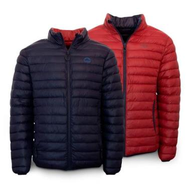 Imagem de Jaqueta Masculina Puffer Dupla Face Pluma Ganso Marinho/Vermelho - Kai