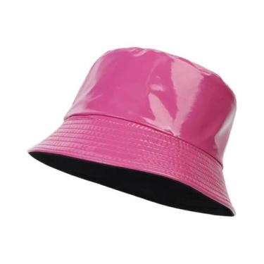 Imagem de Chapéu Bucket Unissex Impermeável De Couro PU Estilo Hip-Hop Brilhante
