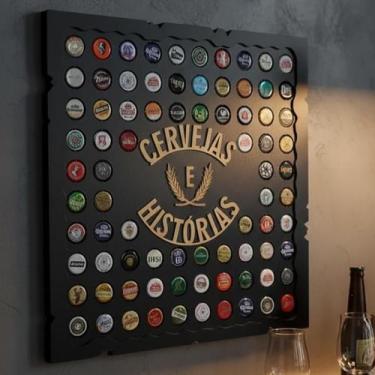 Imagem de Porta Tampinhas Quadro Decorativo Para Sala Área de Festas Churrasquei
