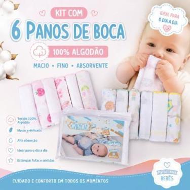 Imagem de Kit 6 Babete Toalha Paninho Boca Bebê 100% Algodão Minasrey - Mundo do