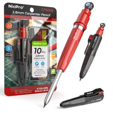 Imagem de Lápis de carpinteiro Nicpro CP5000 magnético 7 em 1 com apontador