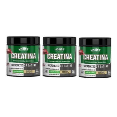 Imagem de Kit 3 Creatina Saborizada Monohidratada Limão Unilife 300g