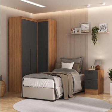 Imagem de Quarto Completo 3 Portas 4 Gavetas 3 Peças Viena Espresso Móveis Cinza