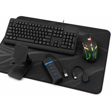 Imagem de Kit Mobilador Para Celular Teclado Mouse Gamer Mousepad 90x40 Hub USB 