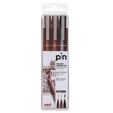 Imagem de Estojo Caneta Nankim Pin Sépia e Preta com 3 unidades - Uni