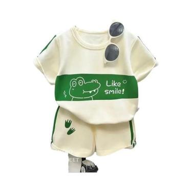 Imagem de Conjunto De Roupa De Verão Listrado Para Crianças Com Camiseta De Mang