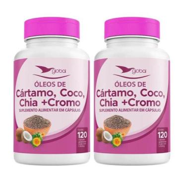 Imagem de Suplemento Alimentar kit 2 Óleos de Cártamo, Coco, Chia e Cromo 120 Ca