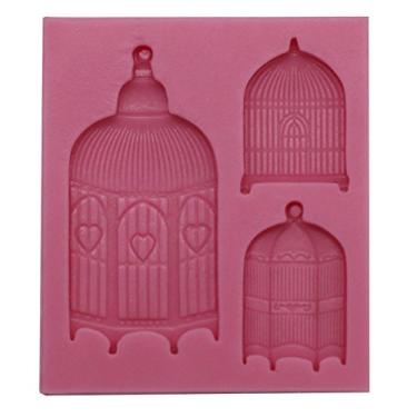 Imagem de Funshowcase Molde de silicone para gaiolas de pássaros de filigrana de casamento para artesanato de açúcar, decoração de bolo, topo de cupcake, chocolate, pastelaria, argila de polímero, fabricação de sabão, resina epóxi, projetos de artesanato