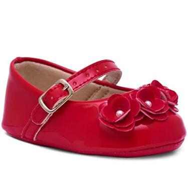 Imagem de Sapatilha Bebe Pópidi Infantil Menina Mini Flores 01.08 (Vermelho, BR, Bebê, Alfa, G)