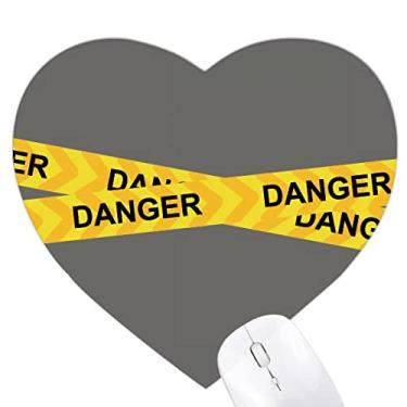 Imagem de Mouse pad com logotipo Yellow Danger Line Art Deco moderno coração tapete de borracha para escritório