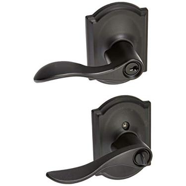 Imagem de Schlage F51AACC622CAM F51A Accent 622 CAM Camelot Deco Rose Fechadura para porta de entrada, Preto fosco