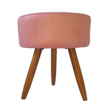 Imagem de Puff Banqueta Redondo Para Sala Quarto Penteadeira Suede Rosa Rosé Pés Natural