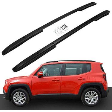 Imagem de UDP 2 peças de rack de teto trilhos laterais de alumínio superior para bagagens 2015-2020 Jeep Renegade trilhos de teto preto