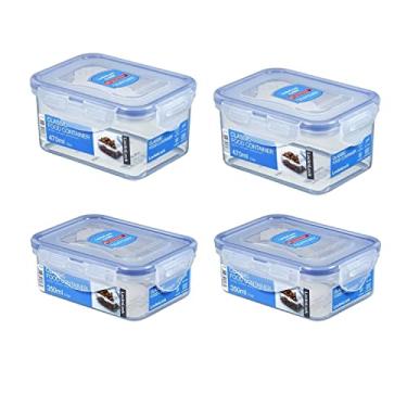 Imagem de Kit Jogo 4 potes hermético vasilha marmita fitness Lock&Lock 350mL + 470mL