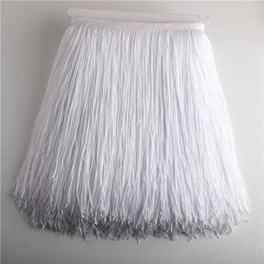 Imagem de 10 jardas/lote 30 cm de comprimento franja de renda guarnição de borla para diy vestido latino acessórios de roupas de palco fita de renda, branco, 5 jardas
