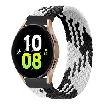 Imagem de 20mm pulseira de Nylon Ajustáveis Compatível com Samsung Galaxy Watch 4 40mm 44mm/4 Classic 42mm 46mm/3 41mm/Active 2/Gear S2,Bandas elástica Compatíveis com Huawei Watch 2/2 Pro,Preto Branco