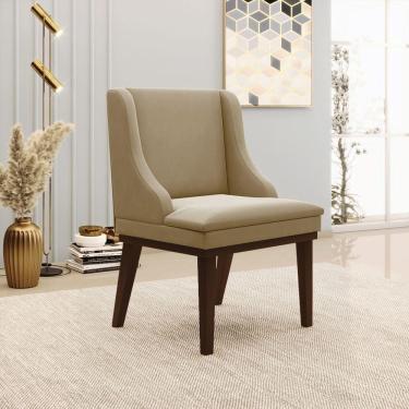 Imagem de Cadeira De Jantar Liz Suede Base Madeira Tabaco Marrom Rato