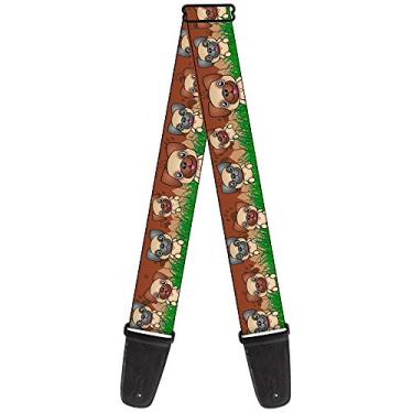Imagem de Buckle-Down Alça de guitarra Pug Puppies Paw Prints Marrom Verde 5 cm de largura