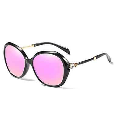 Imagem de Óculos de sol polarizados olho de gato filme colorido anti uv óculos de sol flores óculos de sol feminino designer uv400, c03 preto rosa, embalagem A