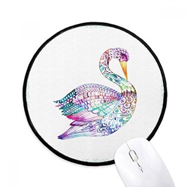 Imagem de DIYthinker Tapete de mouse aquarela pássaro colorido desktop escritório tapete redondo para computador