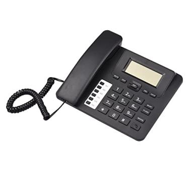 Imagem de DOYING Telefone com fio preto Mesa Telefone fixo Telefone DTMF/FSK Suporte de sistema duplo Viva-voz/Rediscagem/Flash/Discagem rápida/Toque Controle de volume Chip IC integrado Som de D