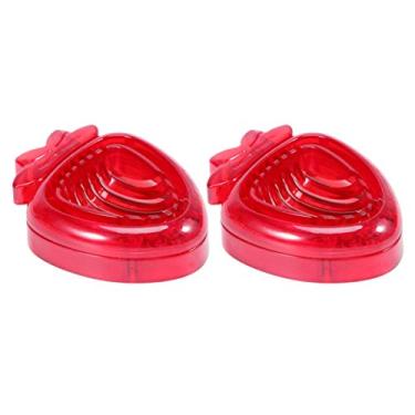 Imagem de 2 peças de cortador de morango BESTONZON mini cortador de ovos prático cortador de ovos com lâminas de aço inoxidável para cozinha em casa (vinho tinto)