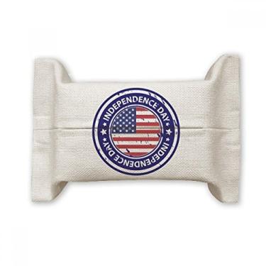 Imagem de Bandeira do Dia da Independência dos EUA, marca postal, capa de papel para lenços faciais, saco de linho de algodão