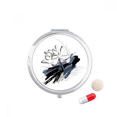 Imagem de Ink Lotus Flower Plant Flower Pill Case Pocket Medicine Storage Box Recipiente Dispenser
