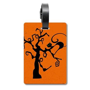 Imagem de Árvore de gato Halloween Hallowmas Laranja Mala Etiqueta Bagagem Cartão de Bagagem Etiqueta Scutcheon Etiqueta