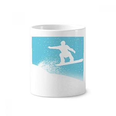 Imagem de Esqui esportivo em aquarela, estampa de ilustração, escova de dentes, suporte para caneta, copo de cerâmica