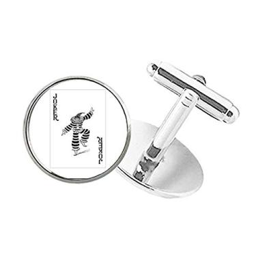 Imagem de DIYthinker Abotoaduras de pino com clipe de botão redondo com estampa de cartas do Coringa preto