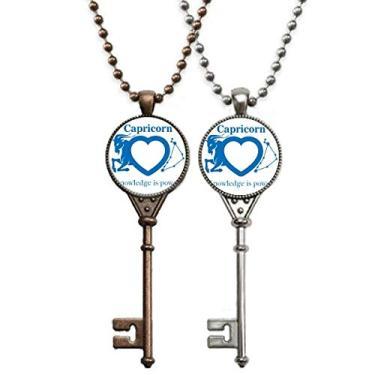 Imagem de OFFbb-USA Motivação Constelação Capricórnio Amor Chaveiro Colar Pingente Joias Decoração Casal