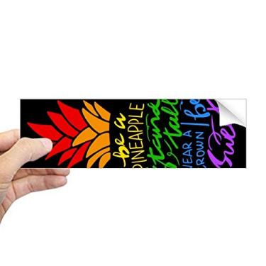 Imagem de DIYthinker Abacaxi LGBT Adesivo retangular com citação de bandeira do arco-íris decalque para janela