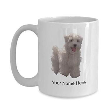 Imagem de Caneca de cachorro maltês personalizada – ideia de presente para amantes de cães maltês – Caneca personalizada para cachorro de maltês – Caneca de café personalizada de 425 g