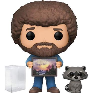 Imagem de Funko Pop! Television: The Joy of Painting - Bob Ross with Raccoon #558 Vinyl Figure (Includes Compatible Pop Box Protector Case)