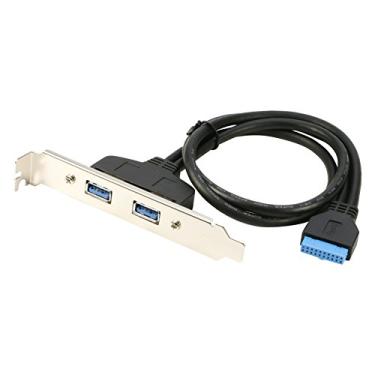 Imagem de Riitop 2 portas USB 3.0 fêmea painel traseiro para MB 20 pinos conector adaptador de cabo conector com suporte de placa de slot PCI 1,5ft