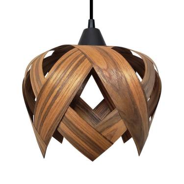 Imagem de Luminária Pendente Lúpulo P Madeira Bivolt E27 Cor Pau Ferro