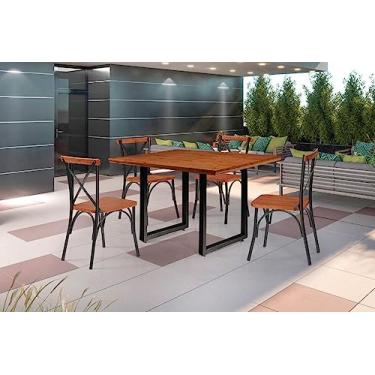 Imagem de Conjunto Mesa 120x90cm com 4 Cadeiras Laís Art & Luxo Preto/castanho